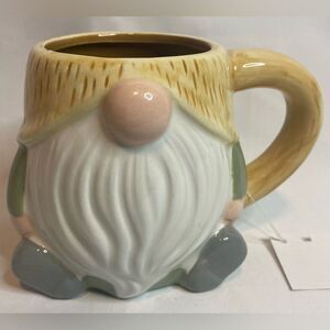 HOBBY LOBBY Gnome Ceramic 17oz Coffee Mug Yellow Green Gray Whimsical